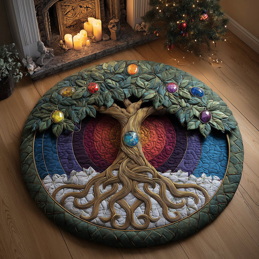 Seven Chakra Bloom Quilted Round Mat NCU0TH3322