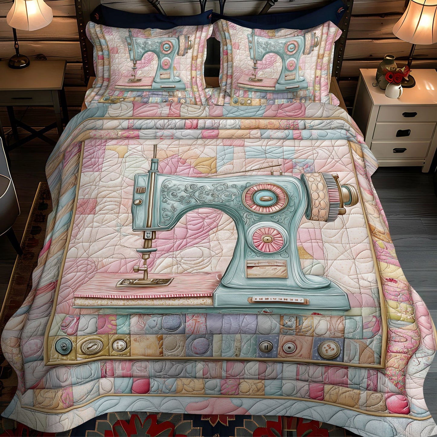 Sew Sweet 3-Piece Quilted Bedding Set NCU0TL2145