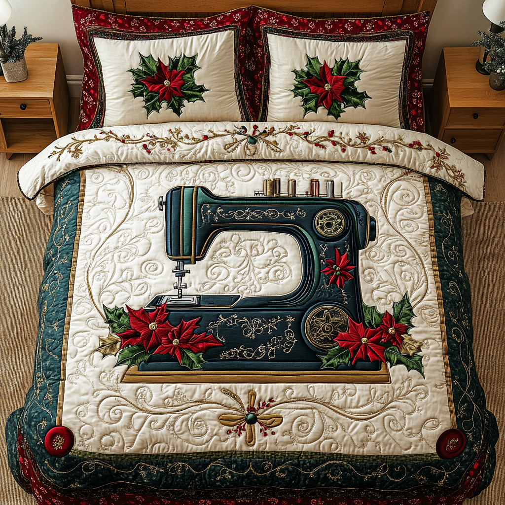 Sewing Bliss 3-Piece Quilted Bedding Set NCU0TL2122