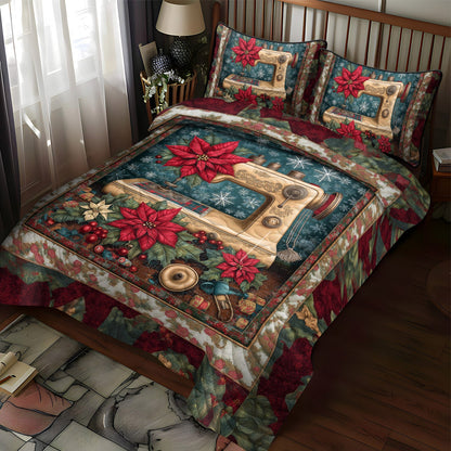 Sewing Holiday Bliss 3-Piece Quilted Bedding Set NCU0TL2150