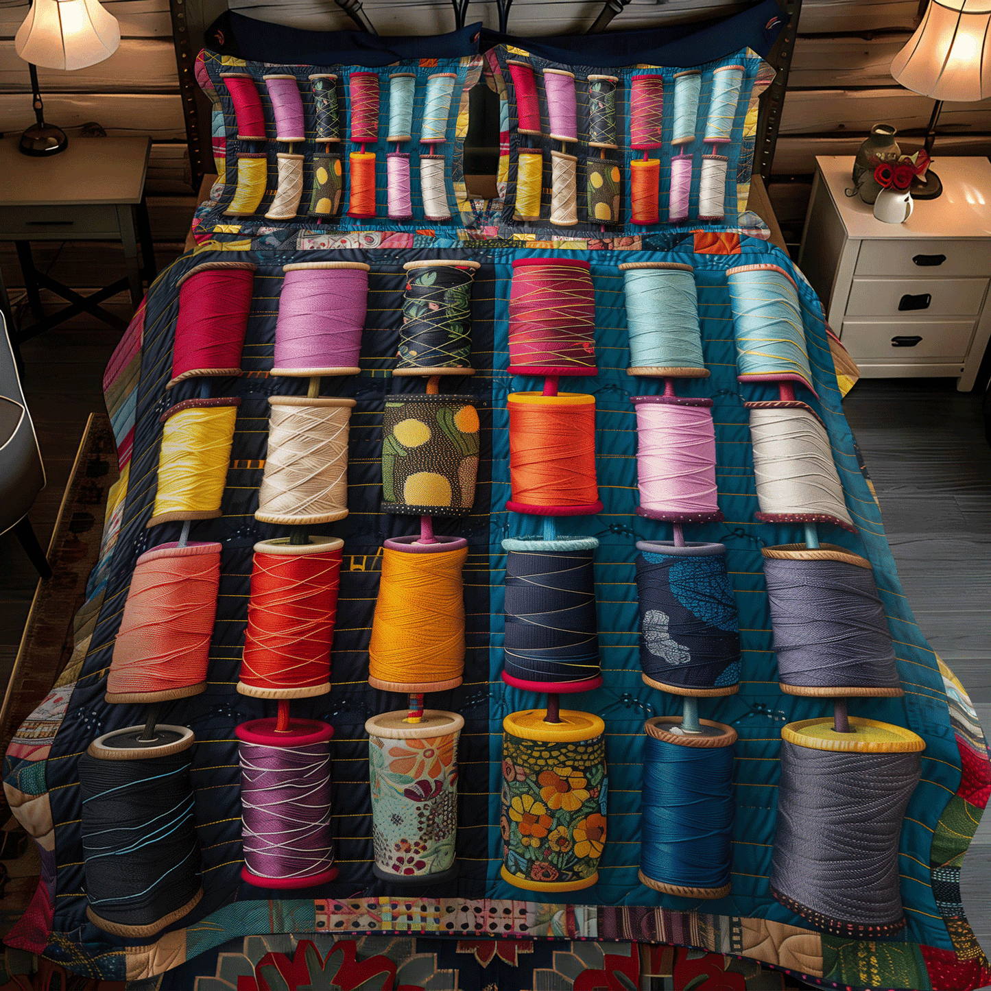 Sewing Studio 3-Piece Quilted Bedding Set NCU0TH1297