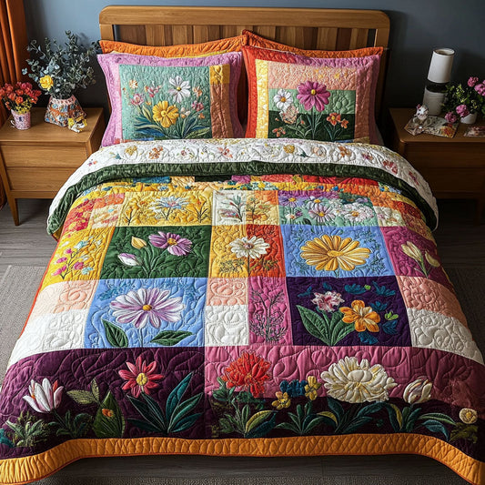 Shabby Chic Meadow 3-Piece Quilted Bedding Set NCU0PT5040