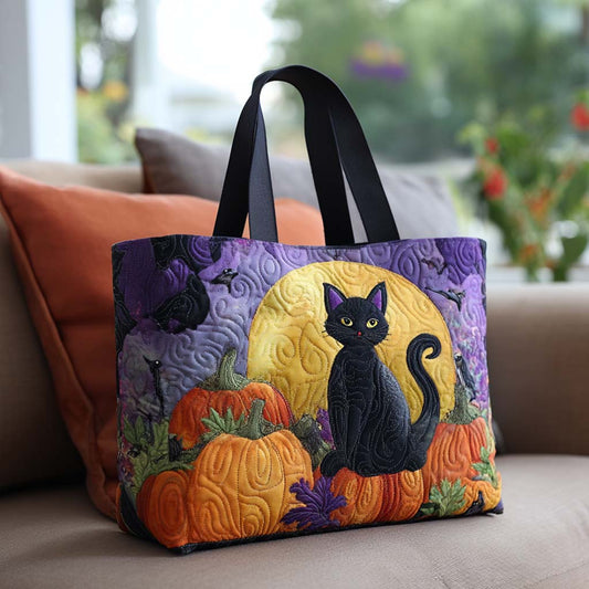 Shadow Cat Vibes Quilted Tote Bag NCU0NT9109