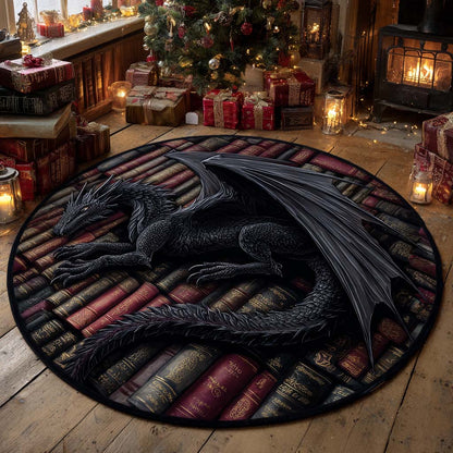Shadow Ember Dragon Round Carpet NCU0XD2184