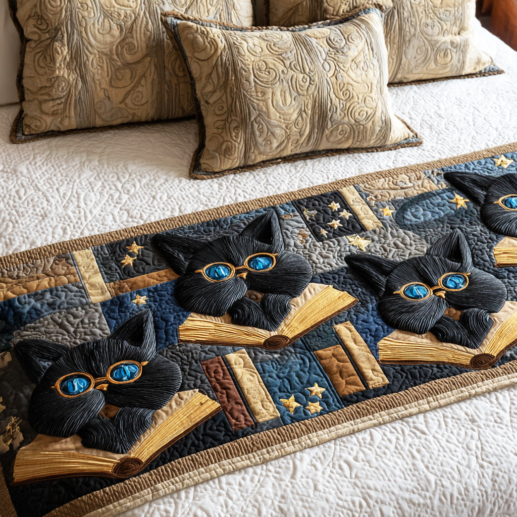 Shadow Page Cat Quilted Bed Runner NCU0TD1590