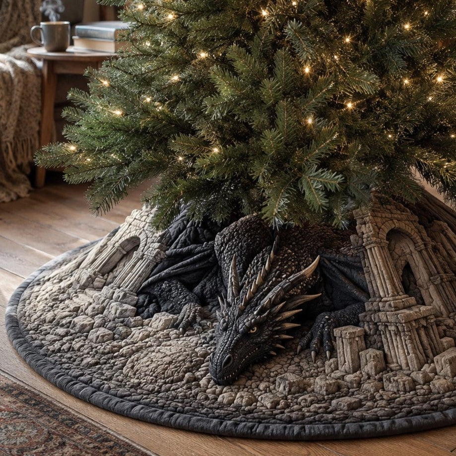 Shadow Ruins Dragon Christmas Quilted Tree Skirt NCU0DV10026