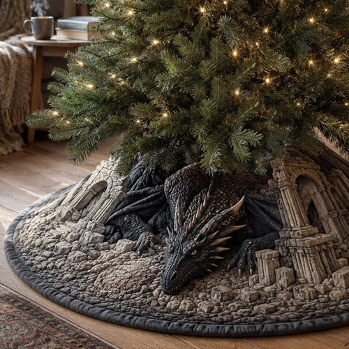 Shadow Ruins Dragon Christmas Quilted Tree Skirt NCU0DV10026