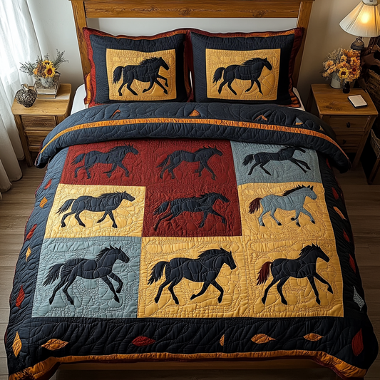 Shadow Stallion 3-Piece Quilted Bedding Set NCU0VH2269