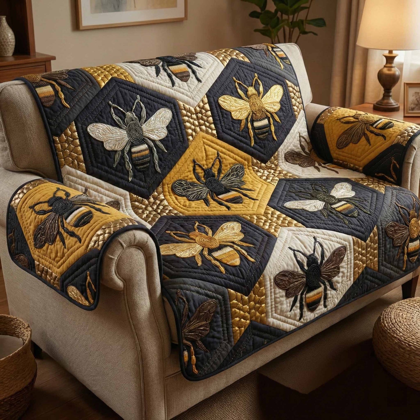 Shadow Swarm Quilted Sofa Cover NCU0XD2485