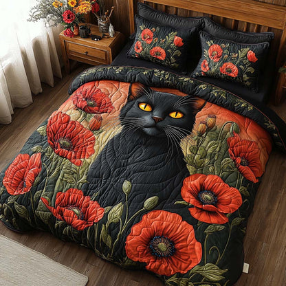 Shadowed Poppy 3-Piece Quilted Bedding Set NCU0XD575