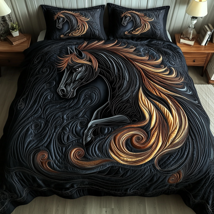 Shadowfire Stallion 3-Piece Quilted Bedding Set NCU0VL1293