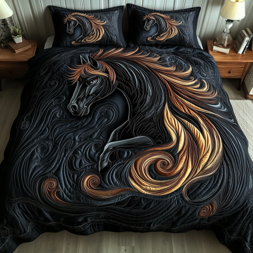 Shadowfire Stallion 3-Piece Quilted Bedding Set NCU0VL1293