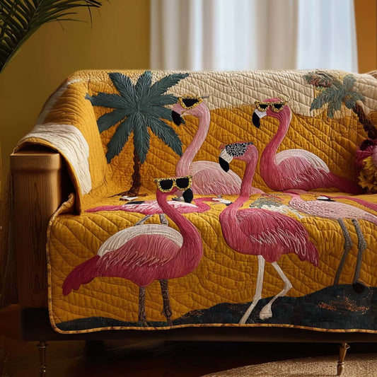 Shady Flamingos Quilted Sofa Cover NCU0NT10887