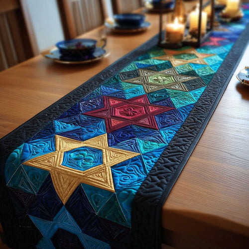 Shalom Star Quilted Table Runner NCU0NT12018