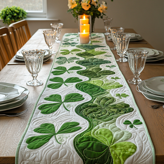 Shamrock Shine Quilted Table Runner NCU0VH3007