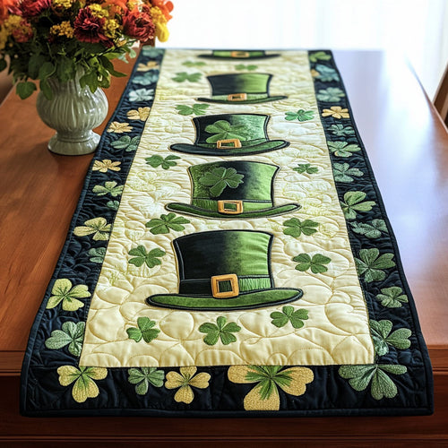 Shamrock Top Hats Quilted Table Runner NCU0NT3250