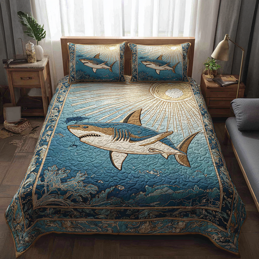 Shark Power 3-Piece Quilted Bedding Set NCU0DK8206