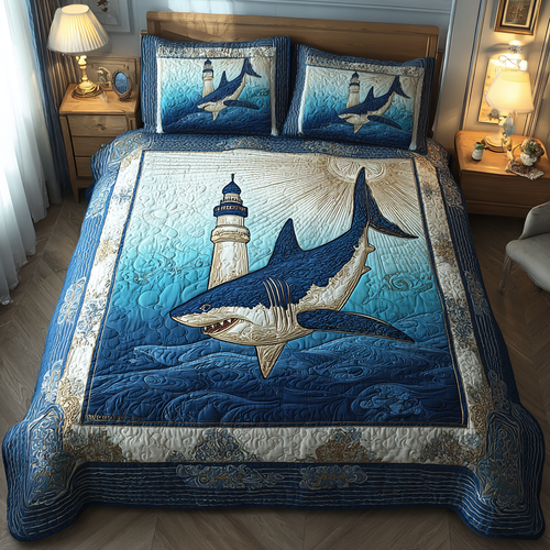 Shark Quest 3-Piece Quilted Bedding Set NCU0DK8207