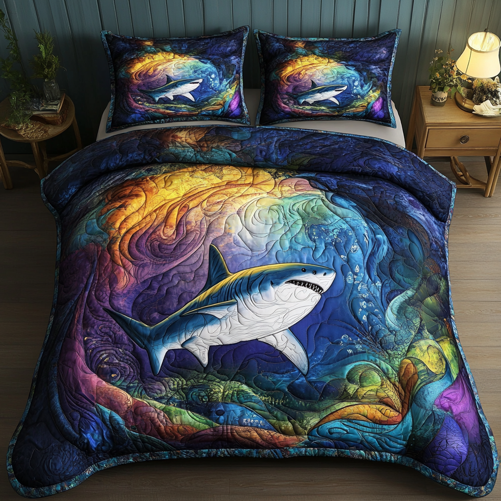 Shark Surge 3-Piece Quilted Bedding Set NCU0DK8209