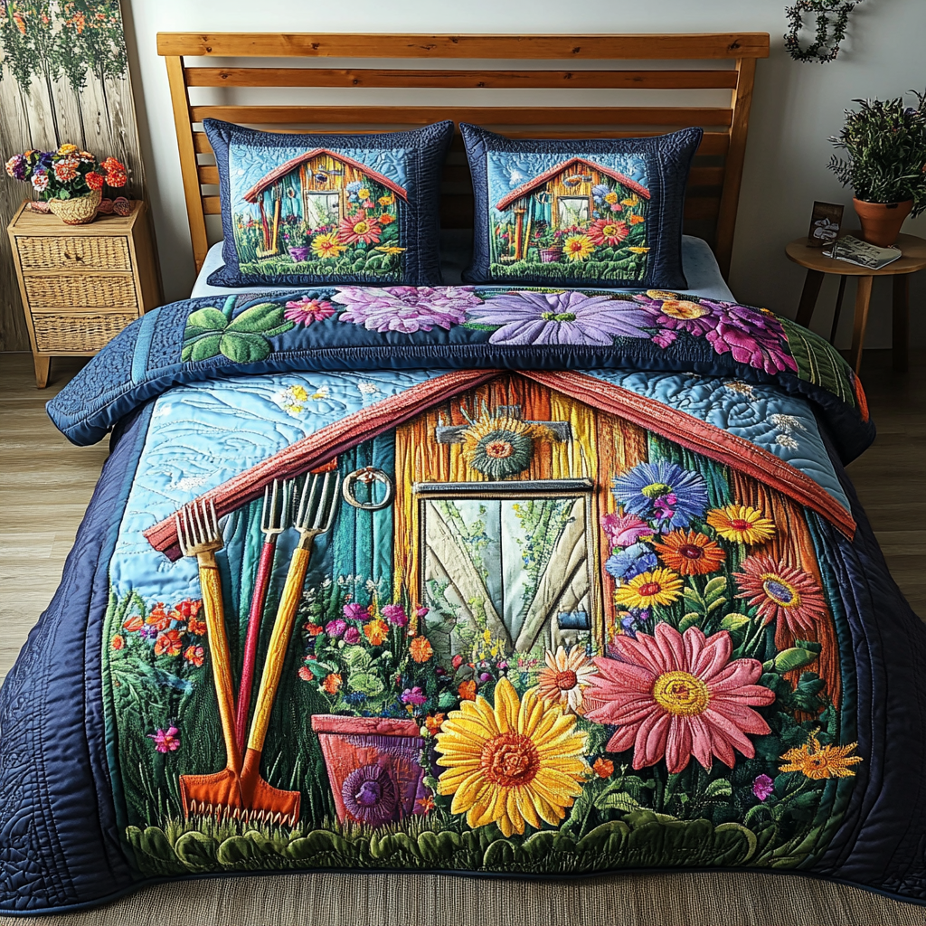 Shed Paradise 3-Piece Quilted Bedding Set NCU0VL2161