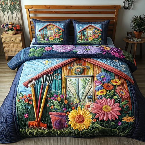 Shed Paradise 3-Piece Quilted Bedding Set NCU0VL2161