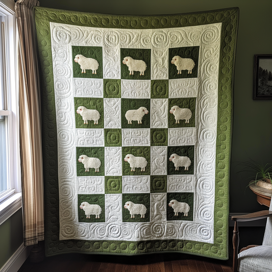 Sheep And Grasslands Quilted Blanket NCU0TL300