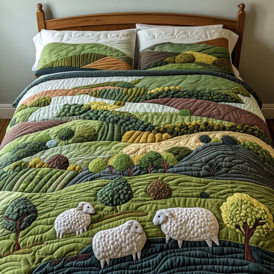 Sheep Meadow 3-Piece Quilted Bedding Set NCU0DV9037