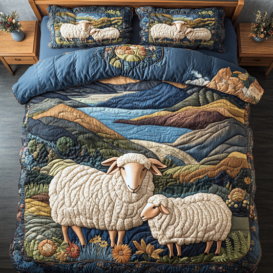 Sheep Dreams 3-Piece Quilted Bedding Set NCU0DK3957