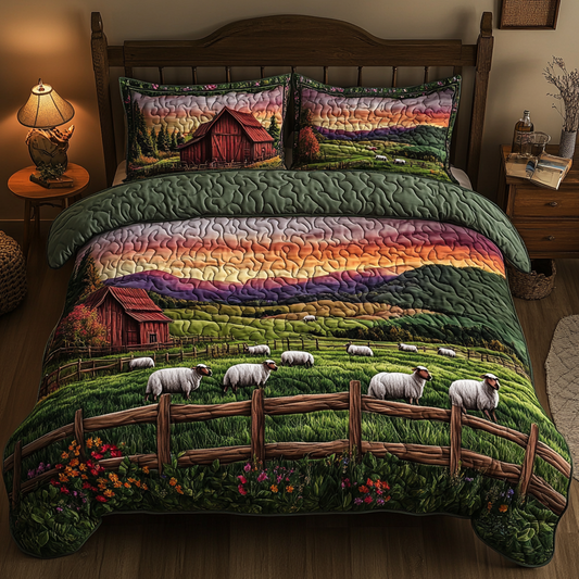 Sheep Meadow 3-Piece Quilted Bedding Set NCU0DK8927