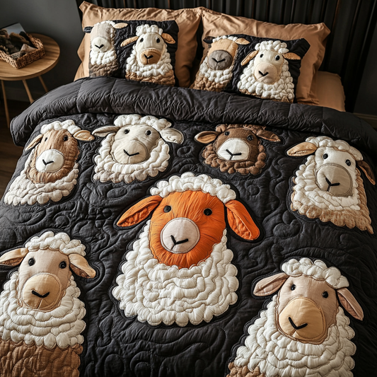 Sheep Pasture 3-Piece Quilted Bedding Set NCU0DK7940