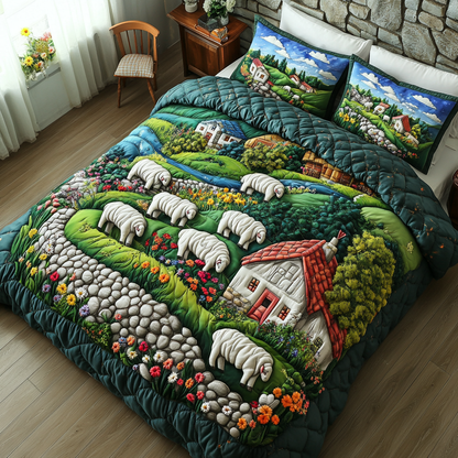 Sheep Rest 3-Piece Quilted Bedding Set NCU0DK7942