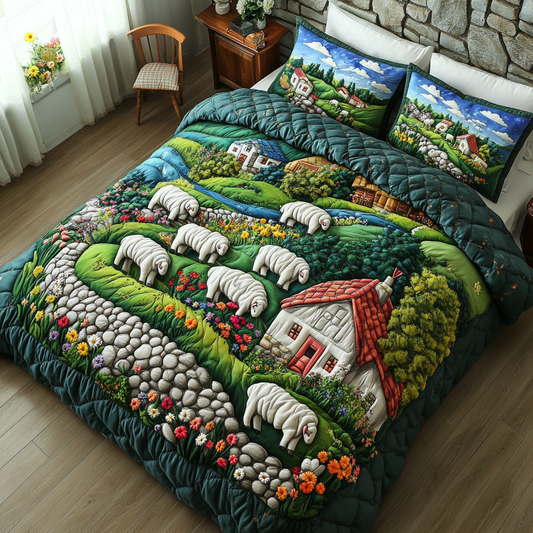 Sheep Rest 3-Piece Quilted Bedding Set NCU0DK7942