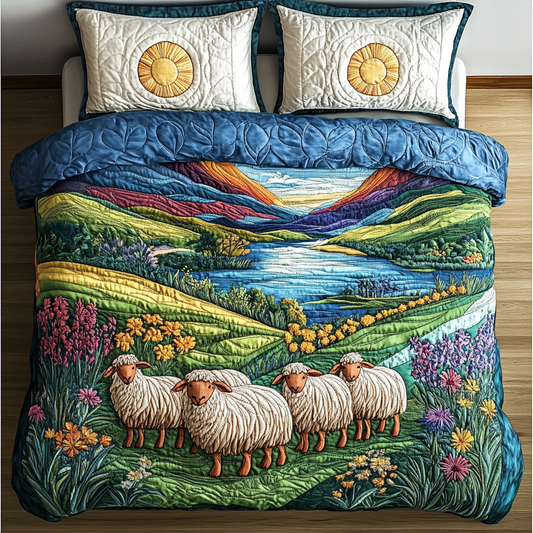 Sheep Serenity 3-Piece Quilted Bedding Set NCU0DK3960