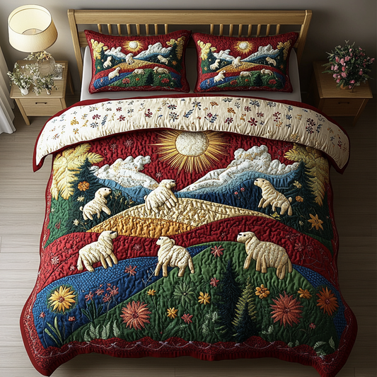 Sheep Whisper 3-Piece Quilted Bedding Set NCU0DK3963