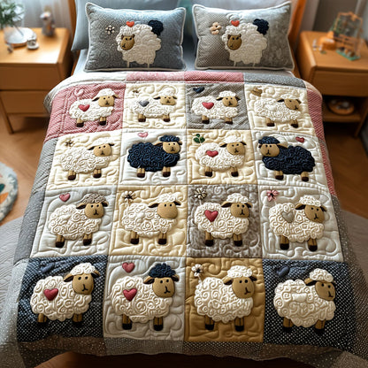 Sheep in Bloom 3-Piece Quilted Bedding Set NCU0PT7569