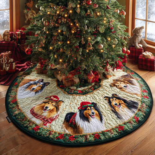 Sheepdog Joy Christmas Quilted Tree Skirt NCU0DV8386