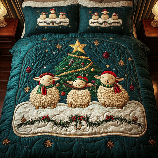Sheepishly Festive 3-Piece Quilted Bedding Set NCU0VH1132