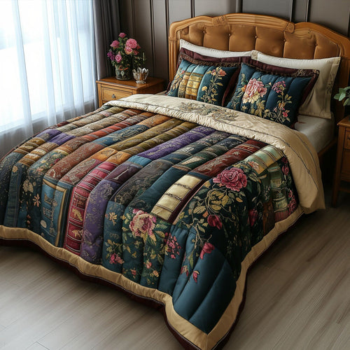 Shelf of Stories 3-Piece Quilted Bedding Set NCU0PT5917