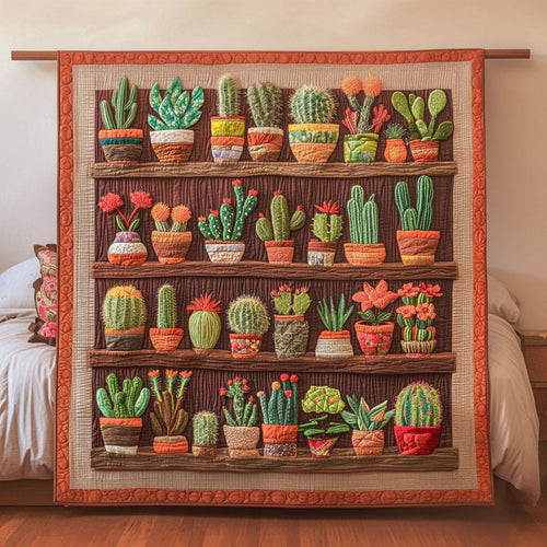 Shelf of Succulents Quilted Blanket NCU0NT3006