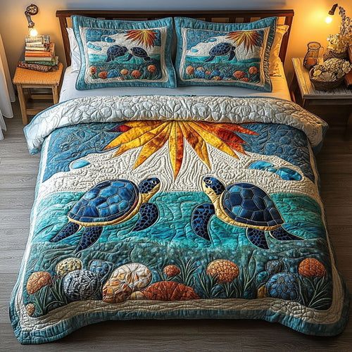 Shell Bliss 3-Piece Quilted Bedding Set NCU0PT3544