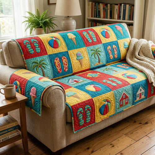 Shell Coast Quilted Sofa Cover NCU0TD2686