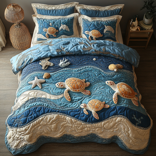 Shell Escape 3-Piece Quilted Bedding Set NCU0DK7310