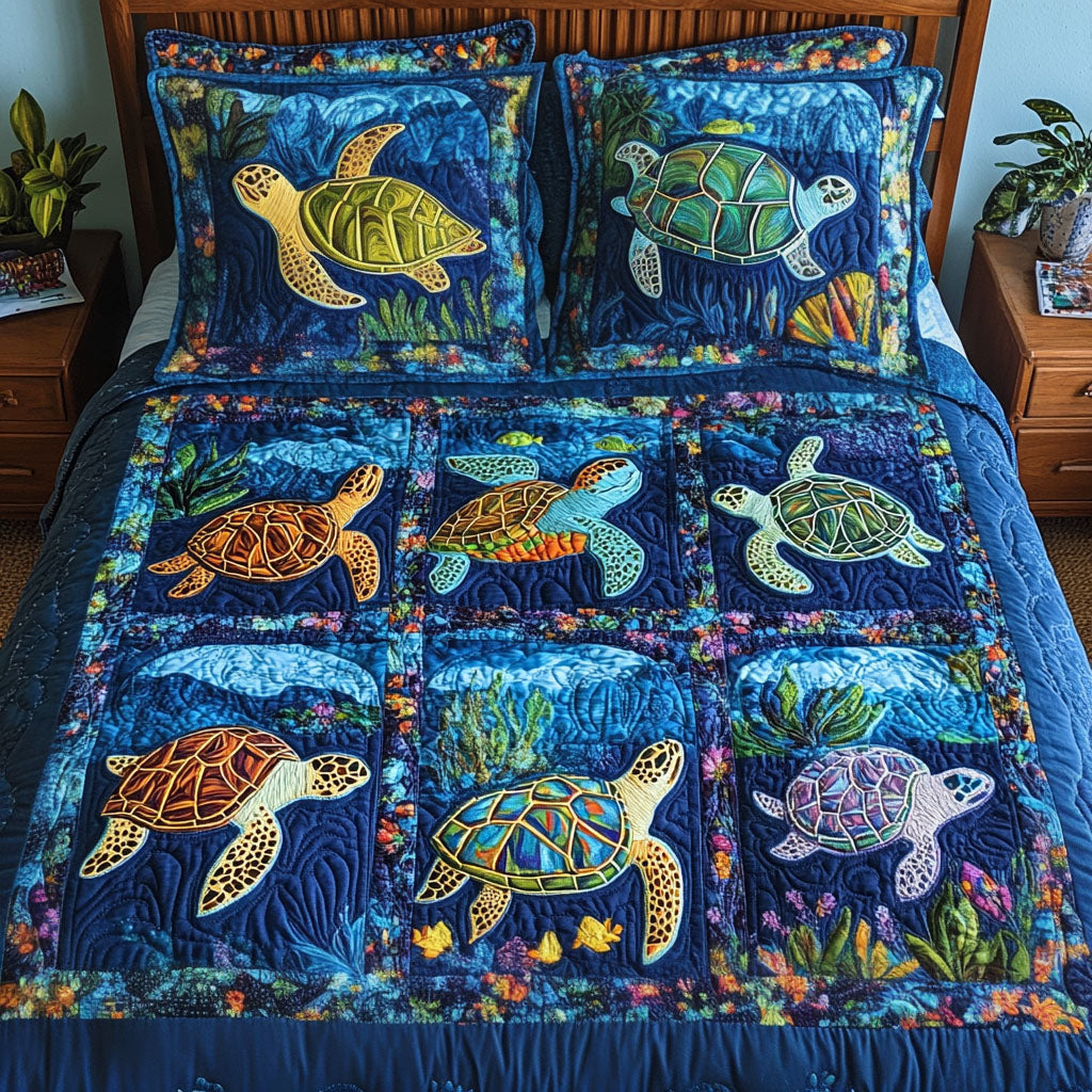 Shell Haven 3-Piece Quilted Bedding Set NCU0PT2407