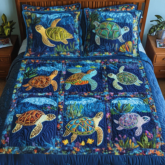 Shell Haven 3-Piece Quilted Bedding Set NCU0PT2407