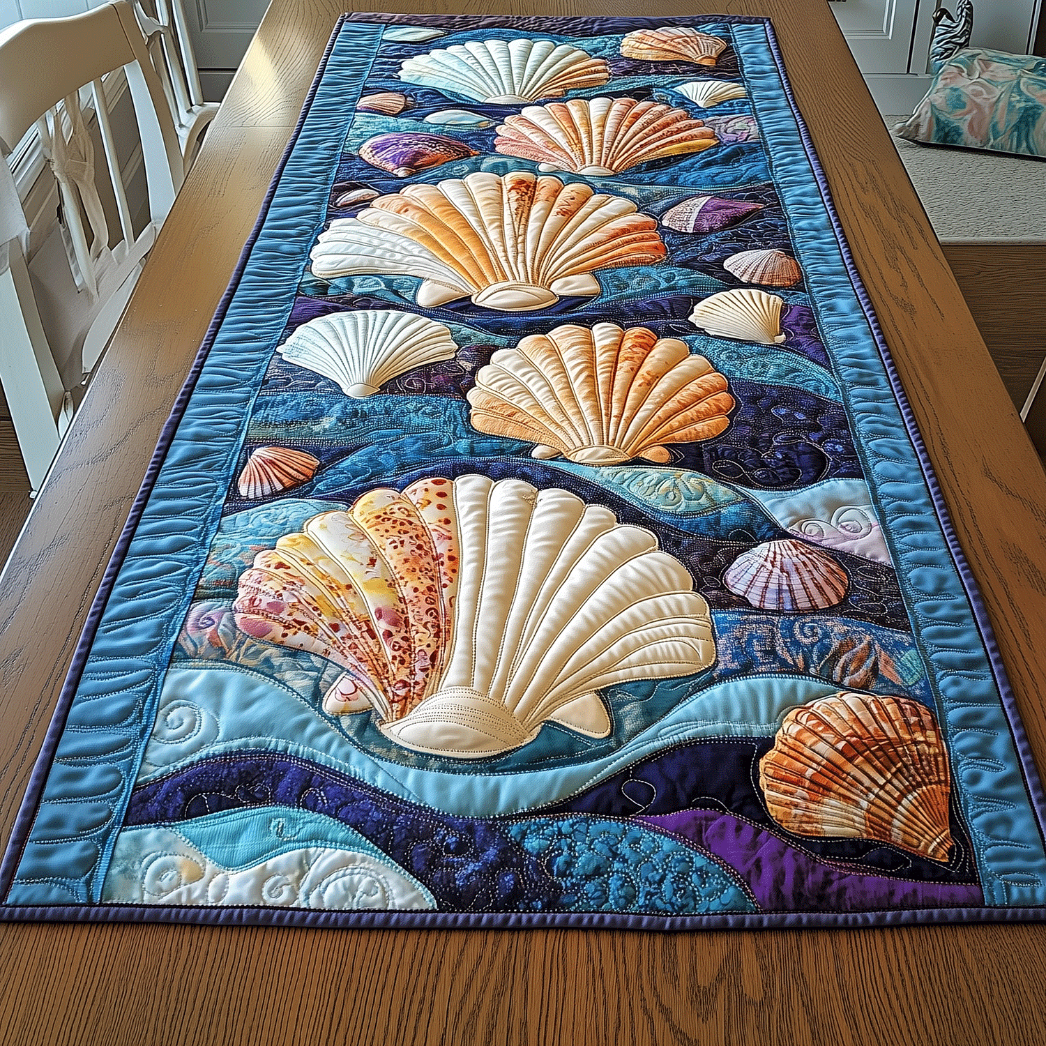 Shell Table Runner Shell Magic Quilted Table Runner NCU0TH2645 – Vantique