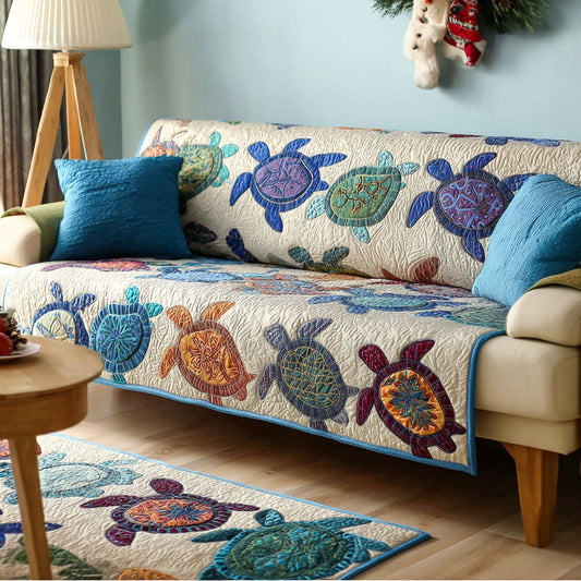 Shell Serenade Quilted Sofa Cover NCU0PT9695