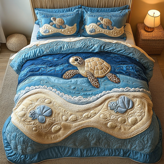 Shell Serenity 3-Piece Quilted Bedding Set NCU0DK5177