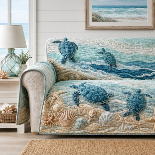 Shell Swept Shore Quilted Sofa Cover NCU0VL3983