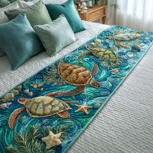Shell Turtle Bloom Quilted Bed Runner NCU0NT8514