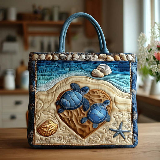 Shell Turtle Hug Quilted Tote Bag NCU0NT8683
